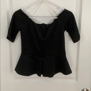 Do & Be Peplum Top with 3/4 Length Sleeves in Black